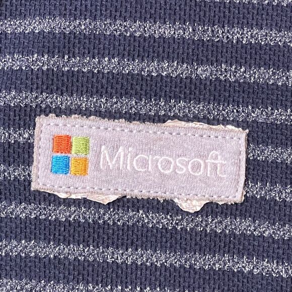 Microsoft Hoodie Womens Medium Pullover Vantage Button Lightweight Stripe - Picture 3 of 11